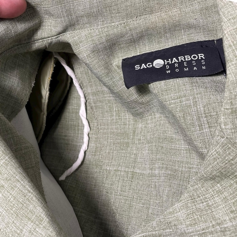 Sag Harbor 14W Green Pant Suit Short Sleeve Blazer Trousers Vintage Officecore - Picture 14 of 16